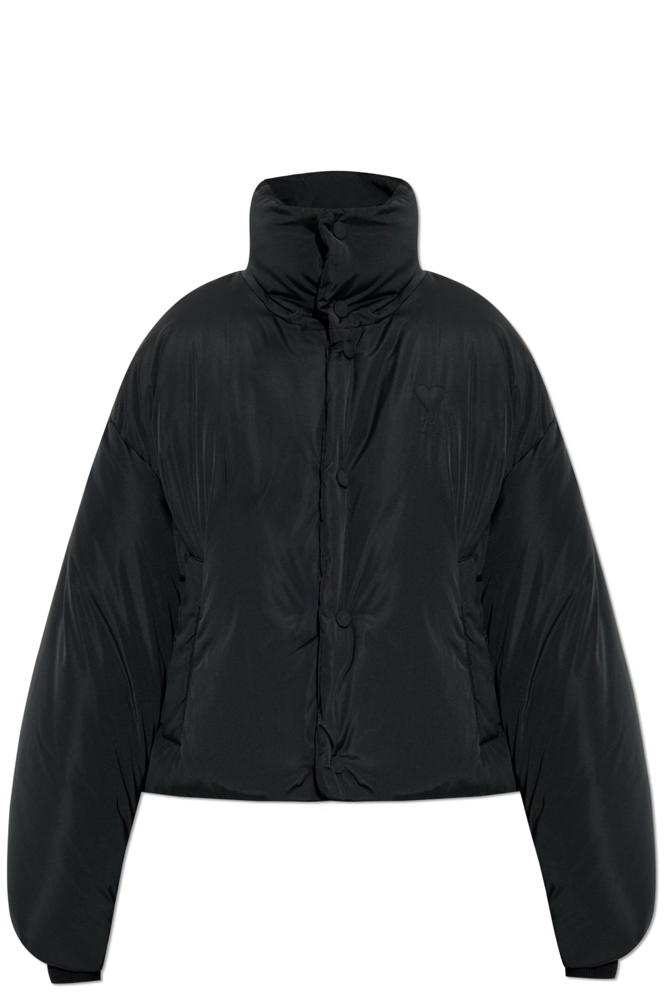 ダウンジャケット・コート I LOVE ALEXANDRE MATTIUSSI   Down Jacket with Ami Logo Black Puffer jacket with hood hidden in collar Ami Alexandre